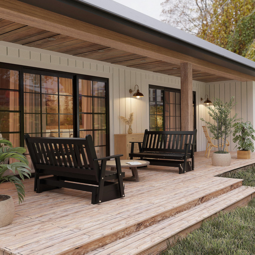 Black 4 Foot Wooden Porch Glider W83046