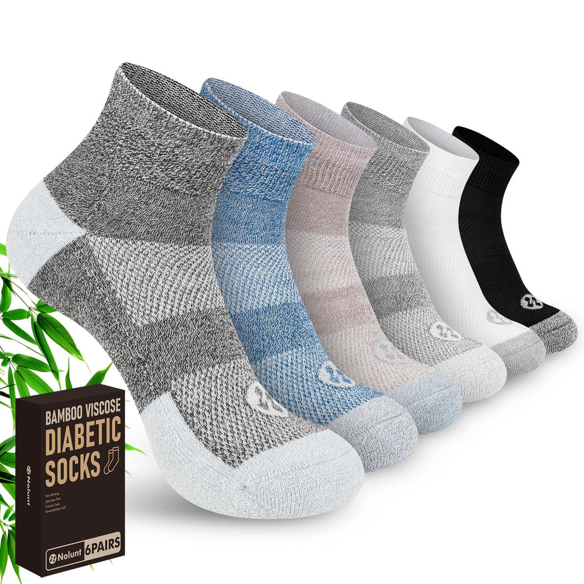 6 Pairs Ankle Diabetic Socks T5951