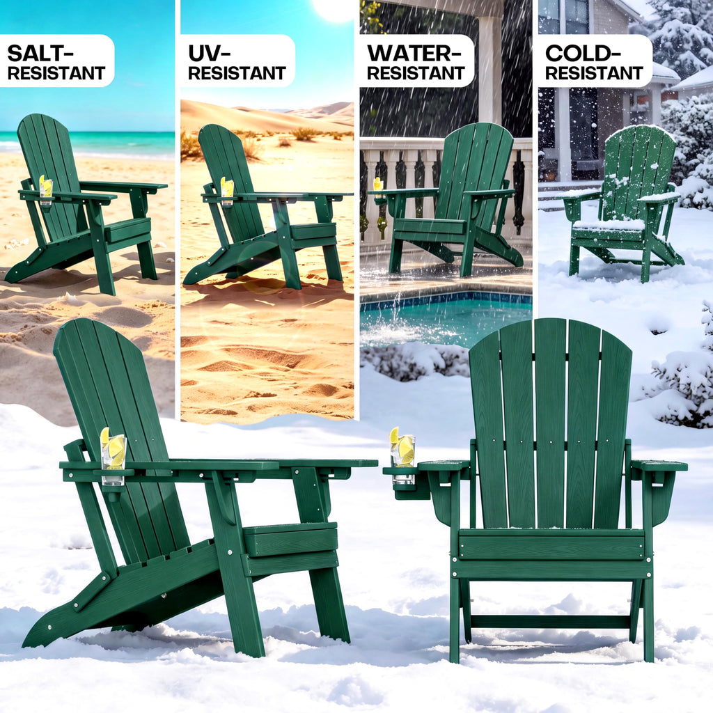 Folding Adjustable Adirondack Chair Set of 2 Green Y8141