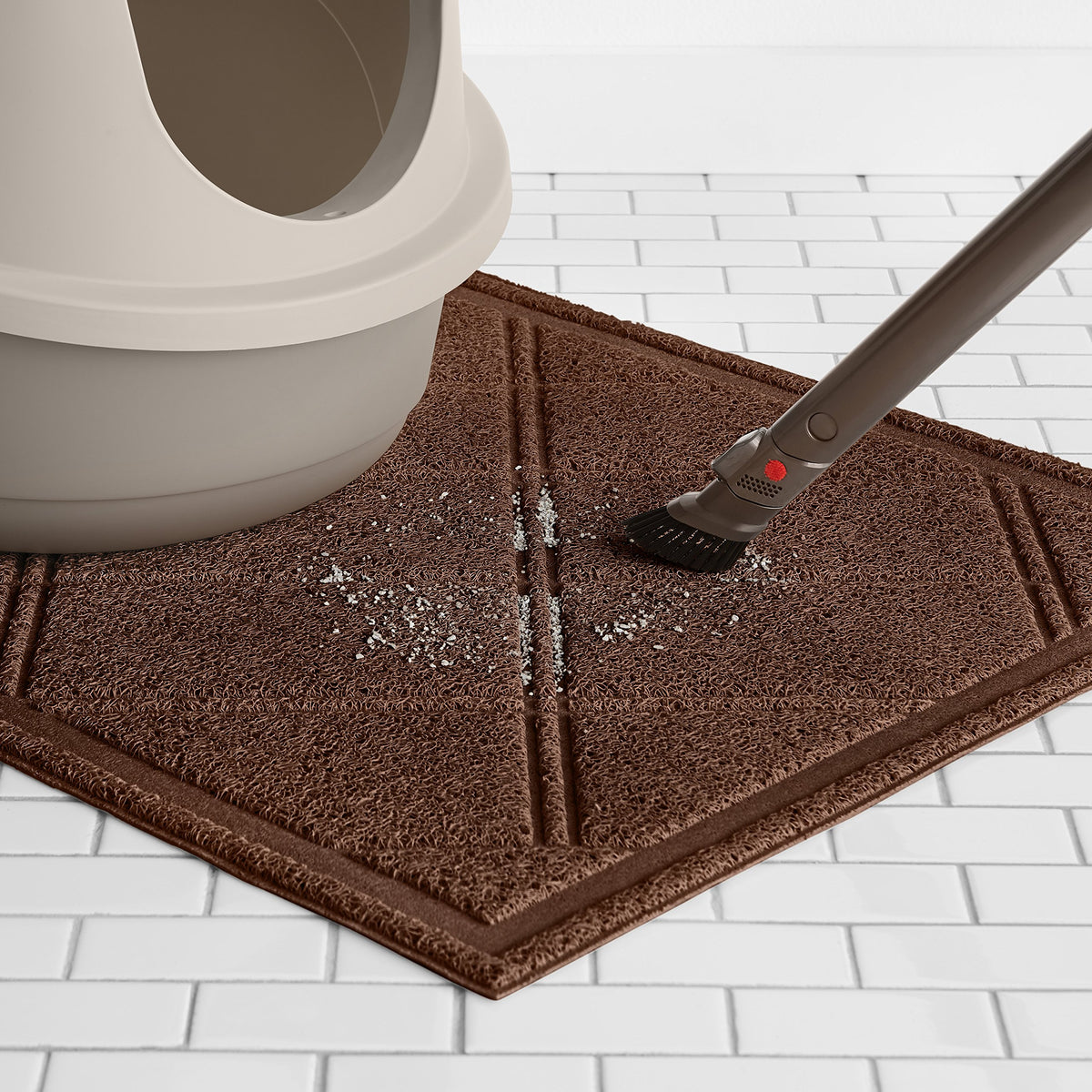 Less-Mess Cat Litter Box Mat 24" x 35" Brown F30460